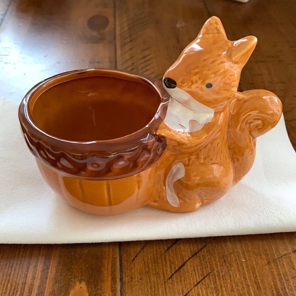 Vintage Hand Painted Squirrel Planter pot.  Cute for succulents cacti or plants‎